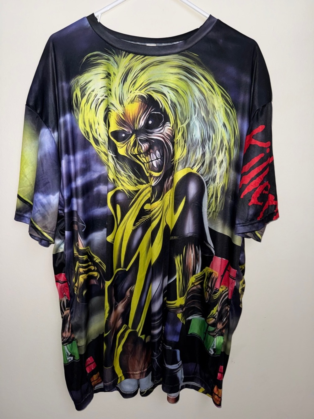 Black Graphic Horror Skull Print Men’s T-Shirt - Yellow Accent
